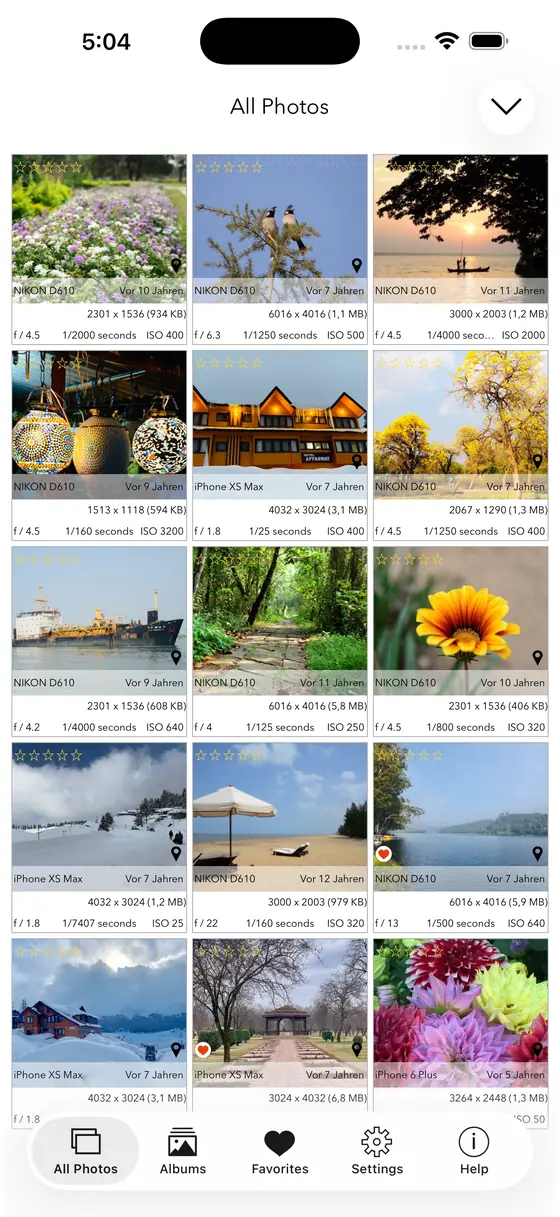 EXIF Viewer grid view mode